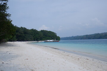 tropical beach with blue sky
