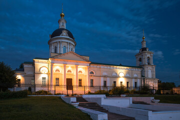 Fototapeta na wymiar Church of Archangel Michael With Illumination In Blue Hour In Summer In Kolomna, Russia.