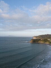Aerial photo from a rural coastal town, New Zealand. 