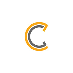 initial letter C logo, line art style design template