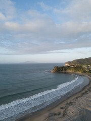 Aerial photo from a rural coastal town, New Zealand. 
