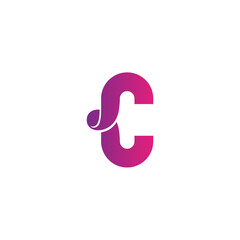 initial letter C logo, line art style design template