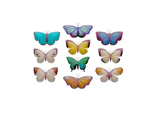 Very nice illustration of butterflies - 3d rendering