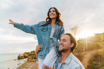 Beautiful happy young couple in love spending time together