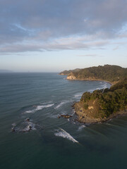 Aerial photo from a rural coastal town, New Zealand. 