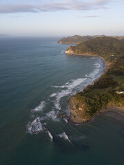Aerial photo from a rural coastal town, New Zealand. 