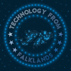 Technology From Falklands. Futuristic geometric badge of the country. Technological concept. Round Falklands logo. Vector illustration.