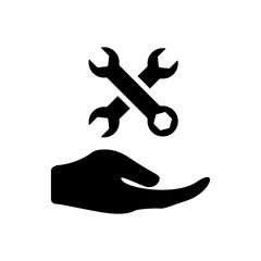 Wrench above the hand icon