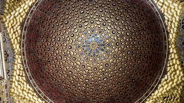 The Hall of Ambassadors (ceiling). View of Royal Alcazars of Seville. Spain