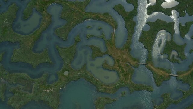 Aerial view of salt marsh - pan shot