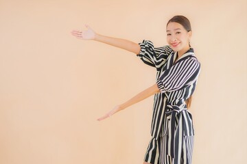 Portrait beautiful young asian woman smile happy