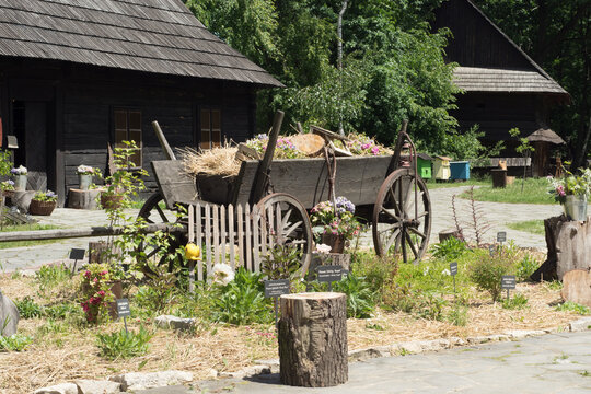 Poland, Pszczyna June 6, 2020 Skansen - Farm of the Pszczyna Village