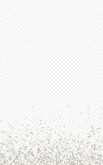 Silver Confetti Happy Transparent Background. 