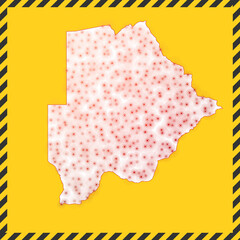 Botswana closed - virus danger sign. Lockdown country icon. Black striped border around map with virus spread concept. Vector illustration.