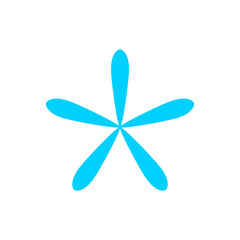 flower blue simple shape isolated on white background, blue flowers single, petals flower blue for clip art, illustration flower for kids, flower petals graphic for card decoration