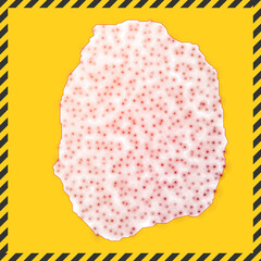 Nevis closed - virus danger sign. Lockdown island icon. Black striped border around map with virus spread concept. Vector illustration.