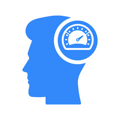 Productivity, speed, speedometer, work performance blue icon
