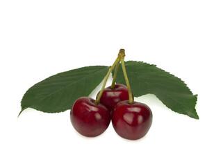 Sweet ripe cherry on a white background