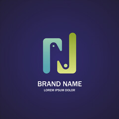 Abstract letter N logo design template.