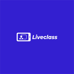 flat minimalist logo for online class or live streaming home schooling discussion or online meeting