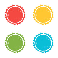 Grunge colored round stamps vector collection