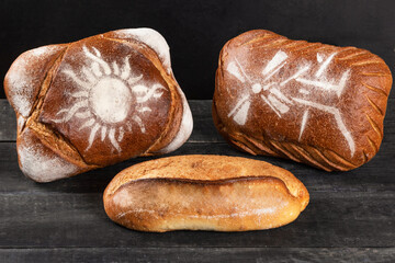Tasty breads, loaves close up