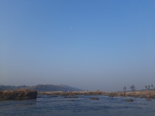 Barakar river karamdaha Ghat, border of Dhanbad Jamtara.This photo is of a cold morning. It is the second largest river and cleanest in Jharkhand India. Its length is 225 km (140 mil).Beautiful Scene.