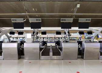 Front view of check-in area in airport