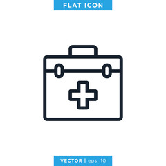 First Aid Kit Icon Vector Design Template. Medical Bag Sign
