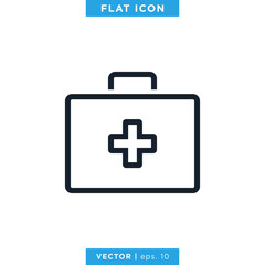 First Aid Kit Icon Vector Design Template. Medical Bag Sign