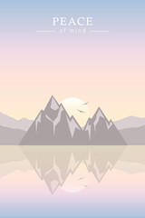 peace of mind mountain by the sea landscape vector illustration EPS10