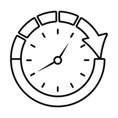 arrow around the clock icon, line style