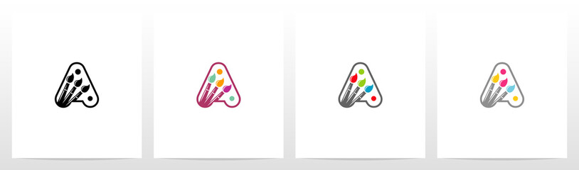 Colorfull Brushes On Letter Logo Design A