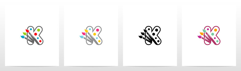 Colorfull Brushes On Letter Logo Design K