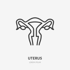 Uterus line icon, vector pictogram of female organ. Womb illustration, sign for gynecology clinic