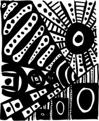 A vector illustration of an abstract black and white pattern drawing.