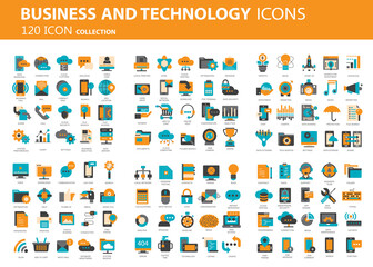 Business and marketing, programming, data management, internet connection, social network, computing, information. Flat vector illustration