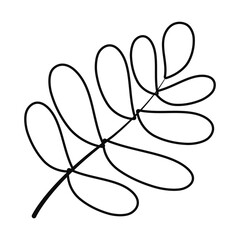 tropical branch with leaves icon, line style
