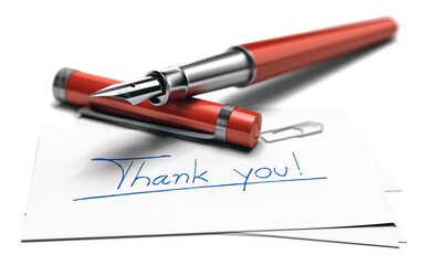 Thanking someone, Thank you card over white background.