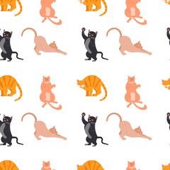 Cat characters seamless pattern