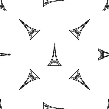 Vector illustration. Seamless Eiffel tower pattern.