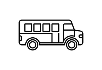 School bus vector linear icon.