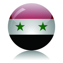 Syrian flag glass button vector illustration
