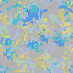 Fototapeta na wymiar UFO camouflage of various shades of grey, yellow and blue colors
