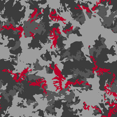 Urban camouflage of various shades of grey and red colors