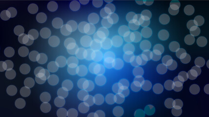 Abstract blue blurred background with bokeh effect. Magical bright festive multicolored beautiful glowing shiny with light spots, round circles. Texture. Vector illustration