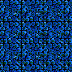 Watercolor Painted Seamless Pattern blue and green colors with black background