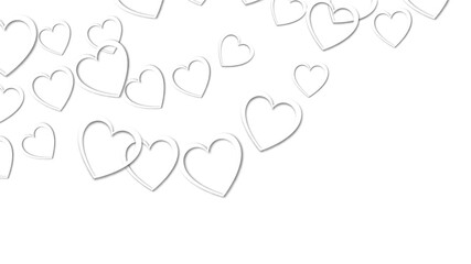 Beautiful abstract texture of white hearts with shadows for happy valentine's day on a white background. Vector illustration. Concept: love, a gift to the beloved