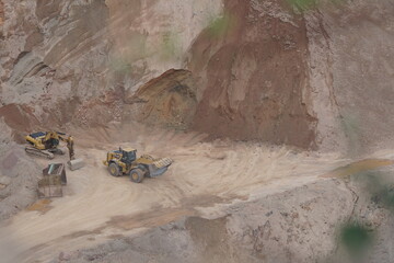 gravel mining inside the mountain 
