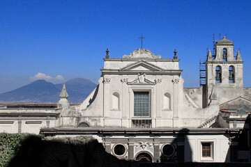 Naklejka premium the church and Vesuvius, Vomero, Naples